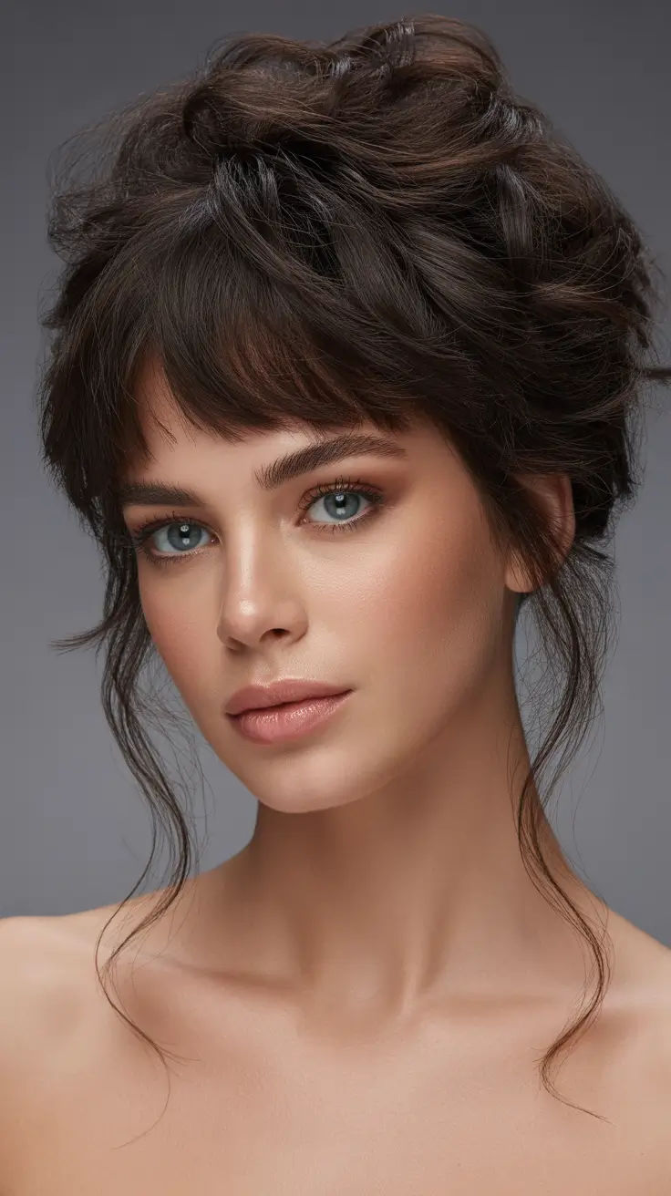winter hair colors for brunettes 2026 Soft Volume with Wispy Bangs