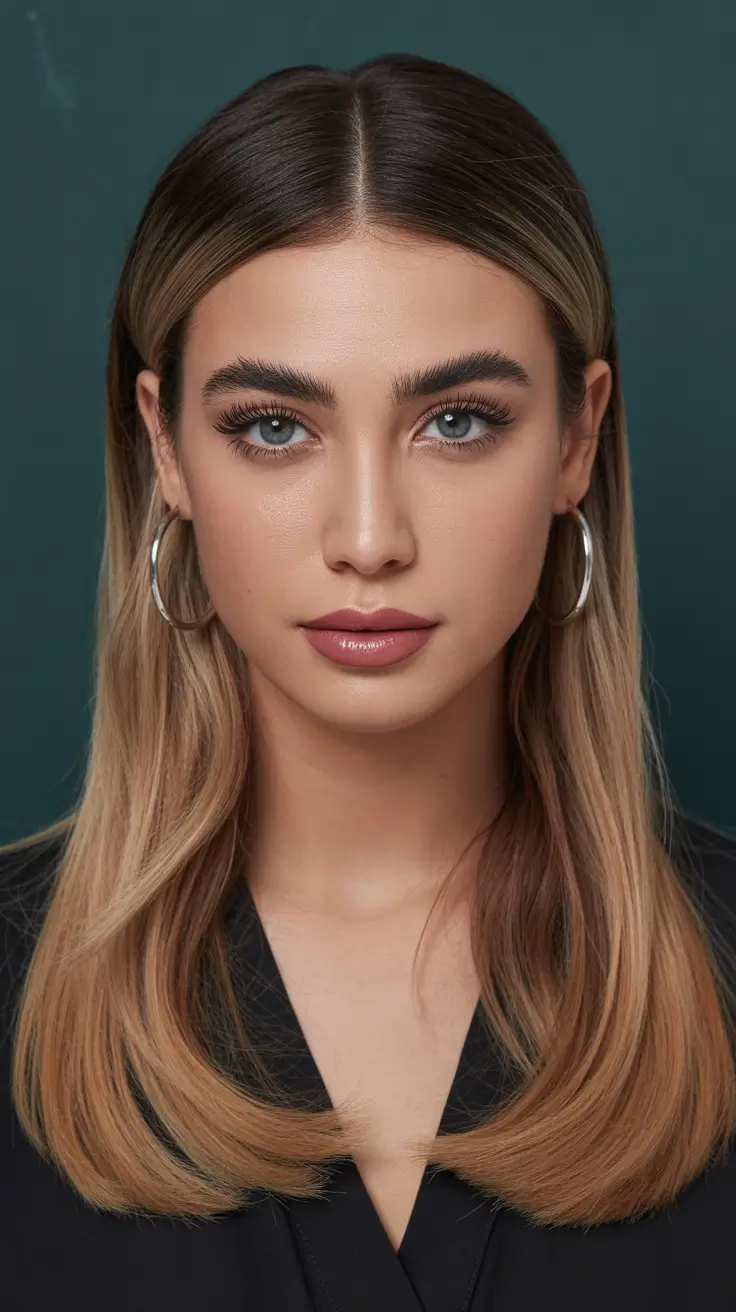 winter hair colors for brunettes 2026 Honey-Dipped Mid-Length Melt