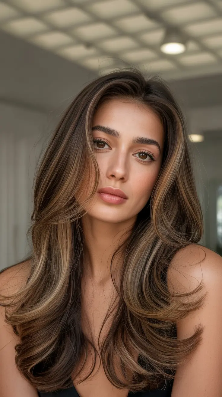 winter hair colors for brunettes short Mocha Latte Balayage