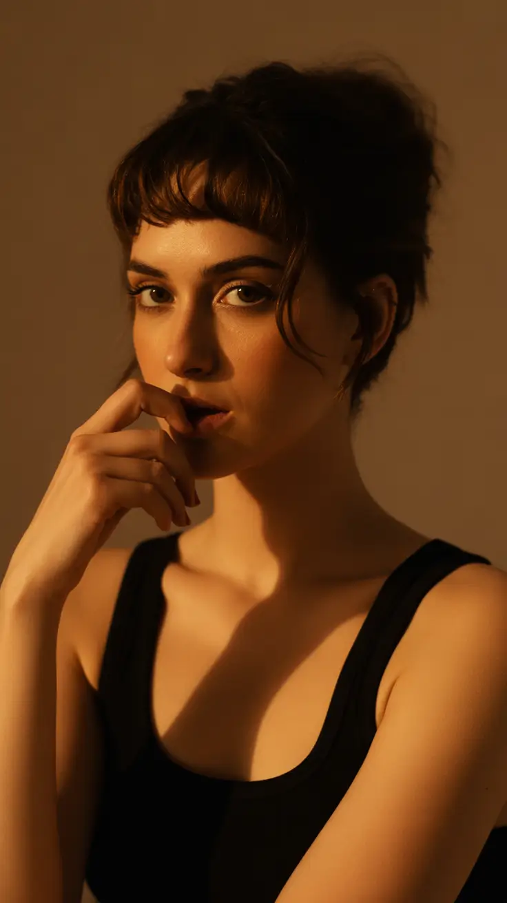 winter hair colors for brunettes Espresso Shine with Baby Bangs