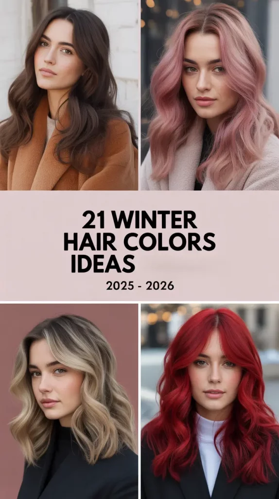 Winter Hair Colors Ideas 2025–2026: Soft Brunettes, Bright Blondes & Trending Cold-Season Looks