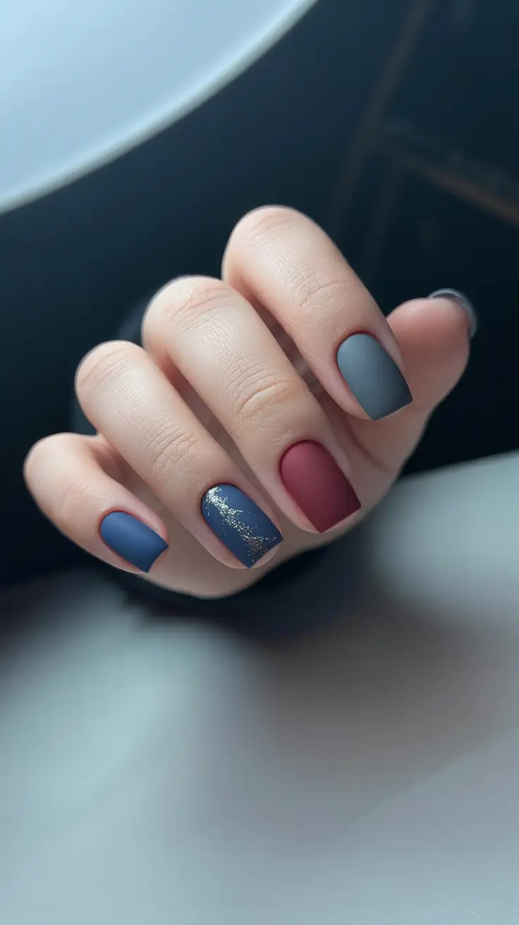 winter nails design blue Muted Winter Velvet