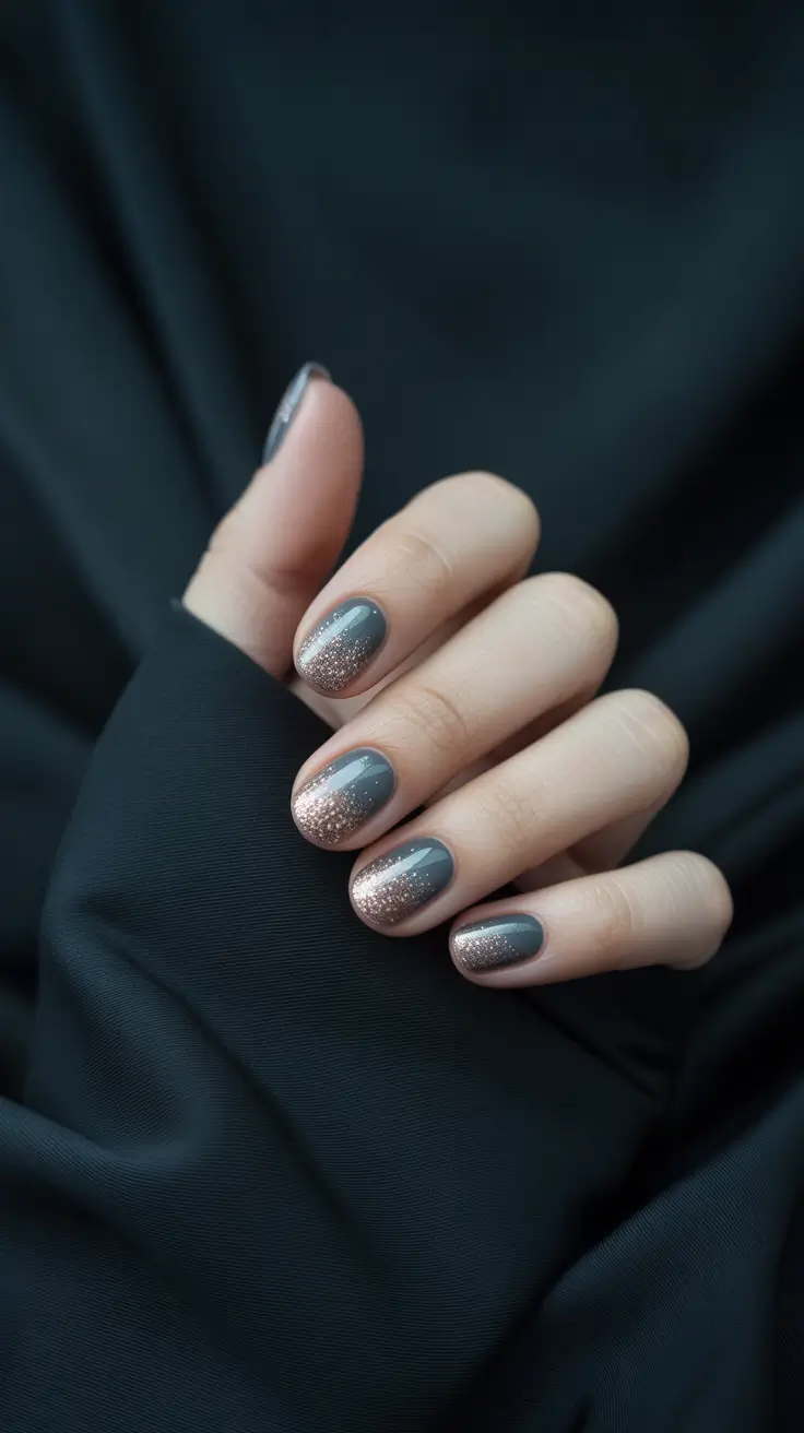 winter nails design grey Grey Champagne Fade