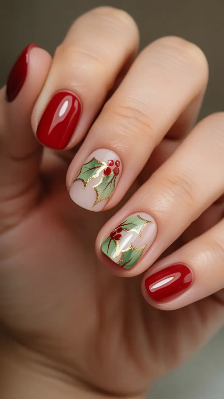 winter nails design red Holly Red Charm