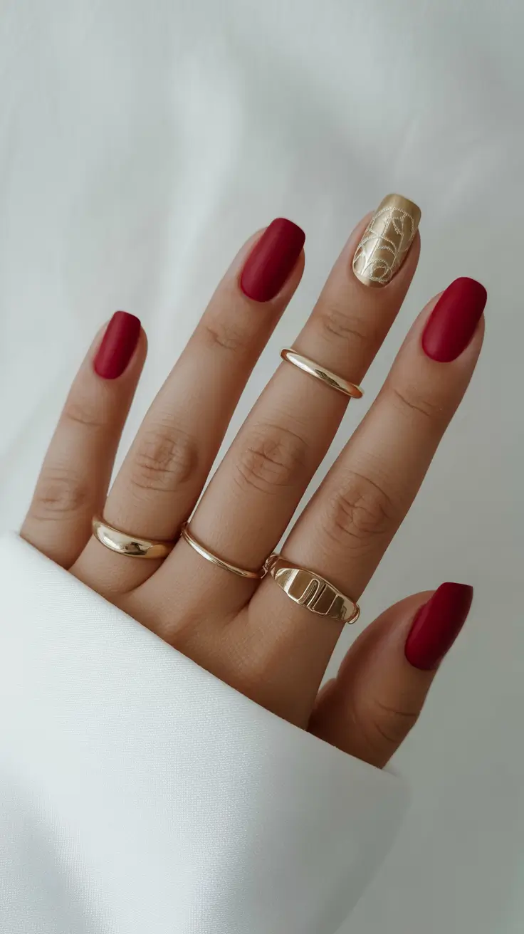 winter nails design ideas Gilded Ruby Minimalism
