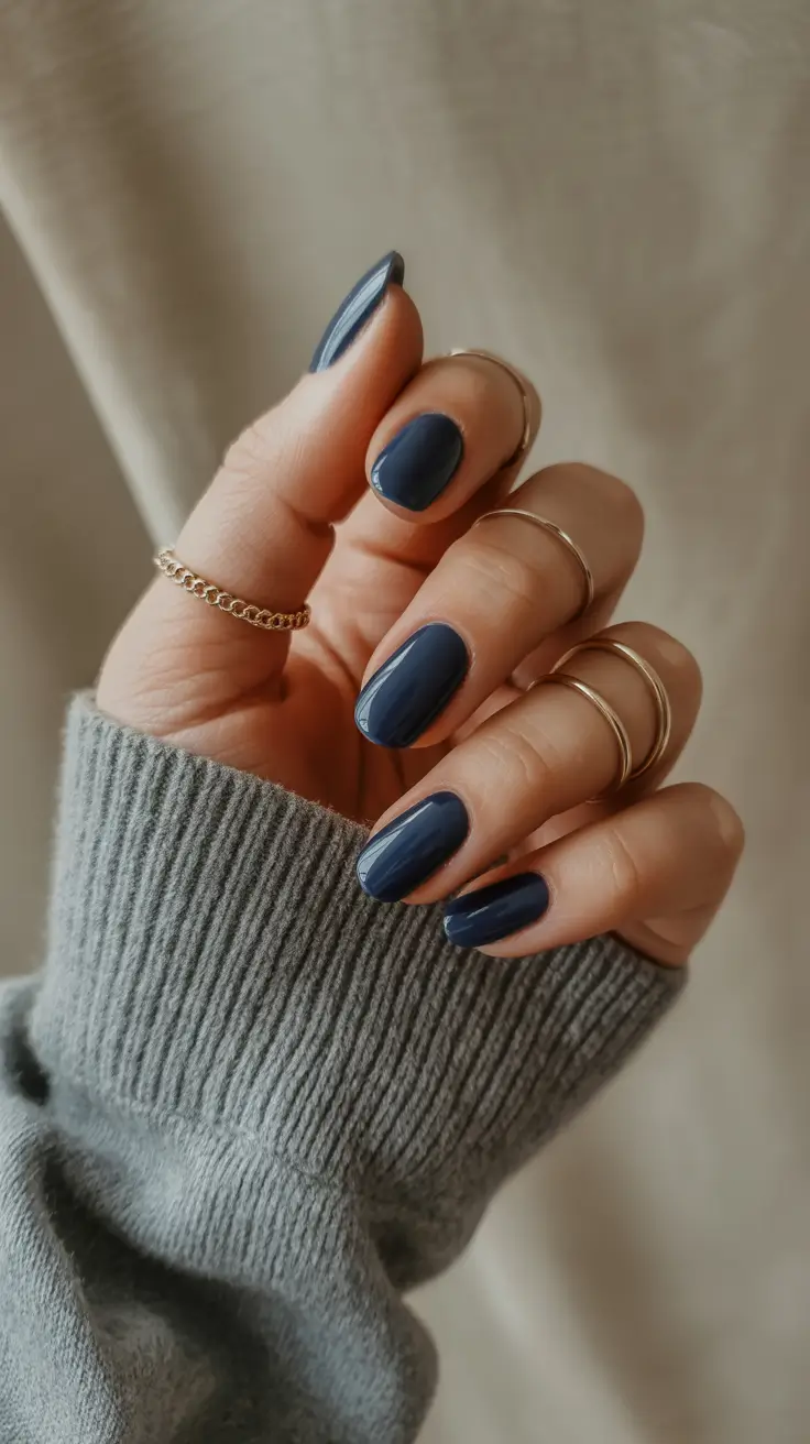 winter nails ideas 2025 2026 Midnight Minimal