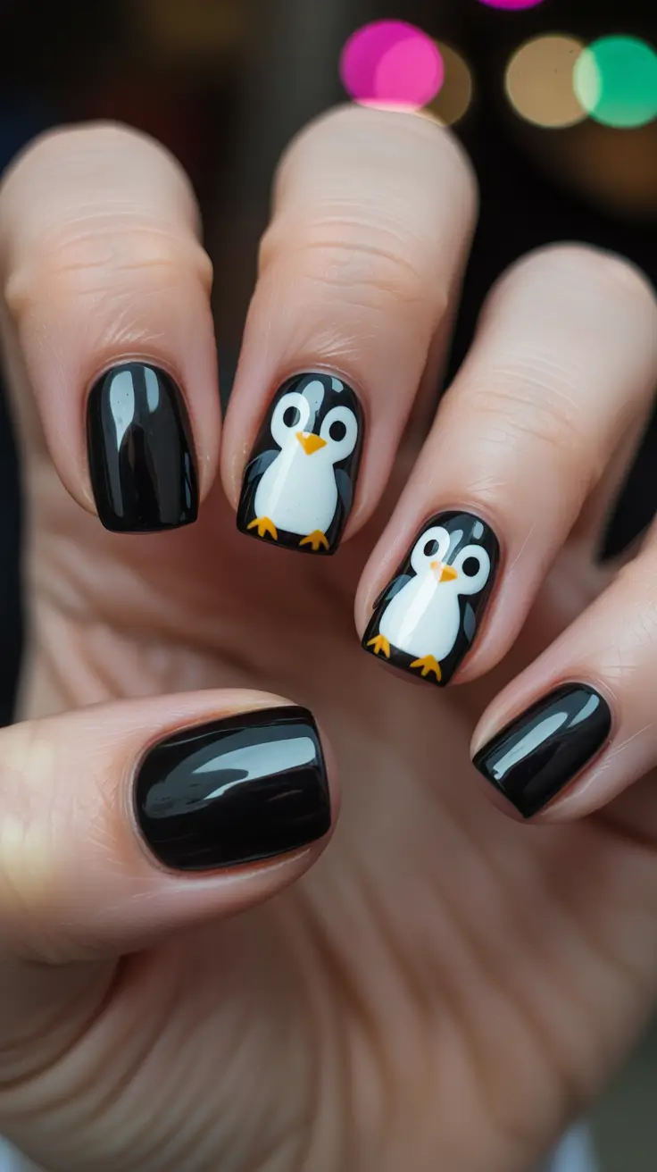 winter nails ideas 2025 2026 Frosty Penguins