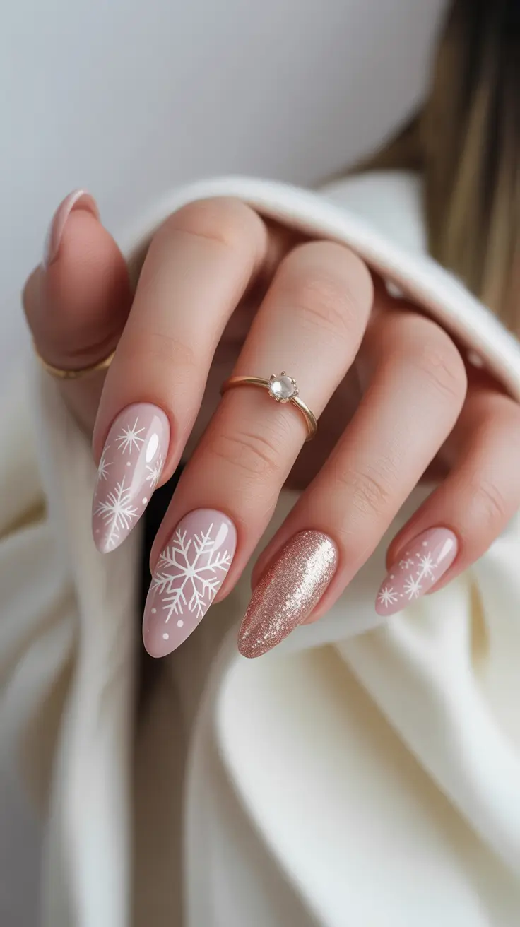 winter nails ideas 2025 2026 Snowflake Elegance