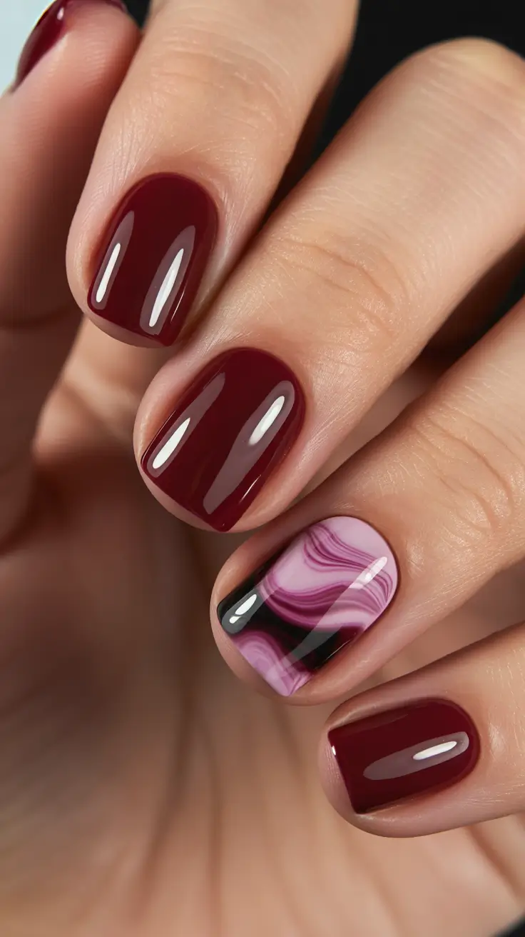burgundy nail colors for winter Marble Wine