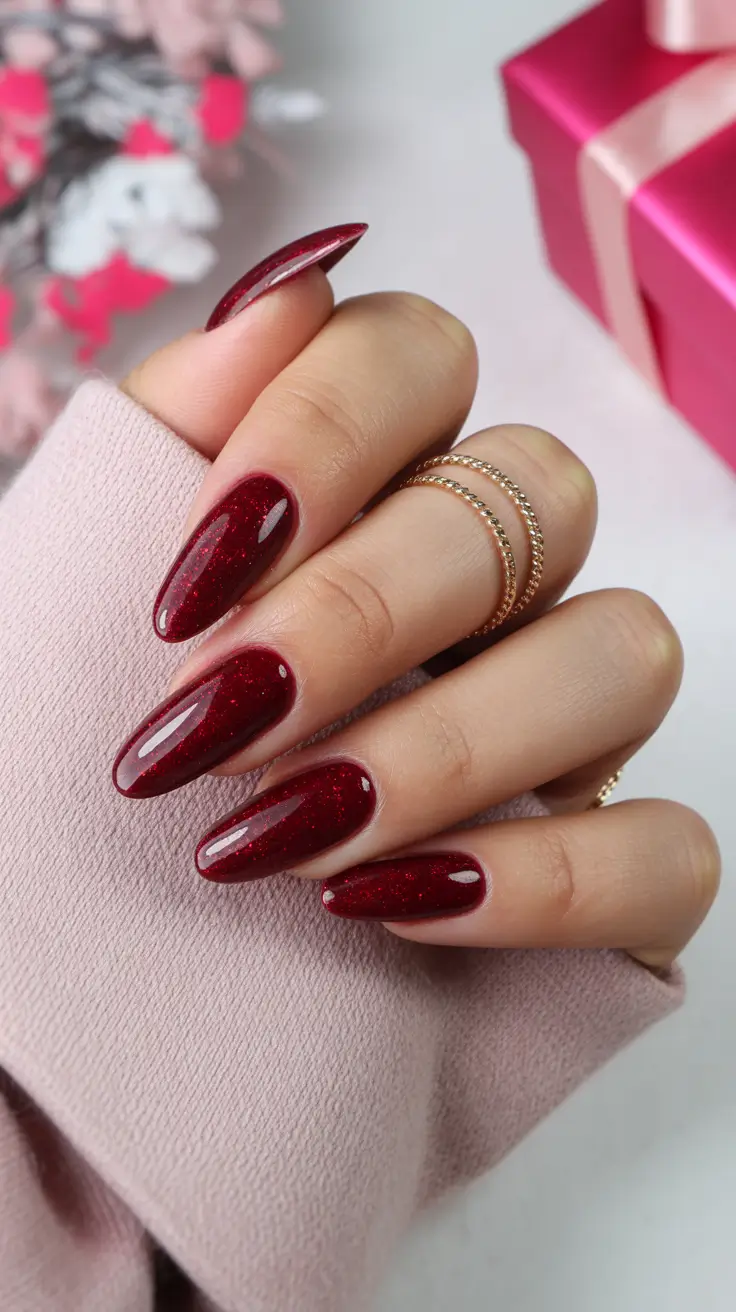 winter nail colors burgundy Classic Crimson Spark