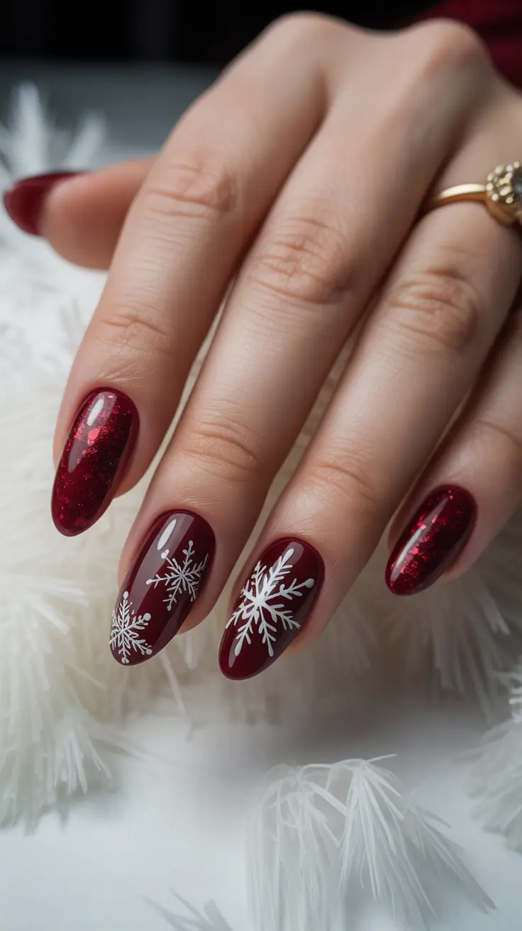 winter nail colors burgundy Snowfall Charm