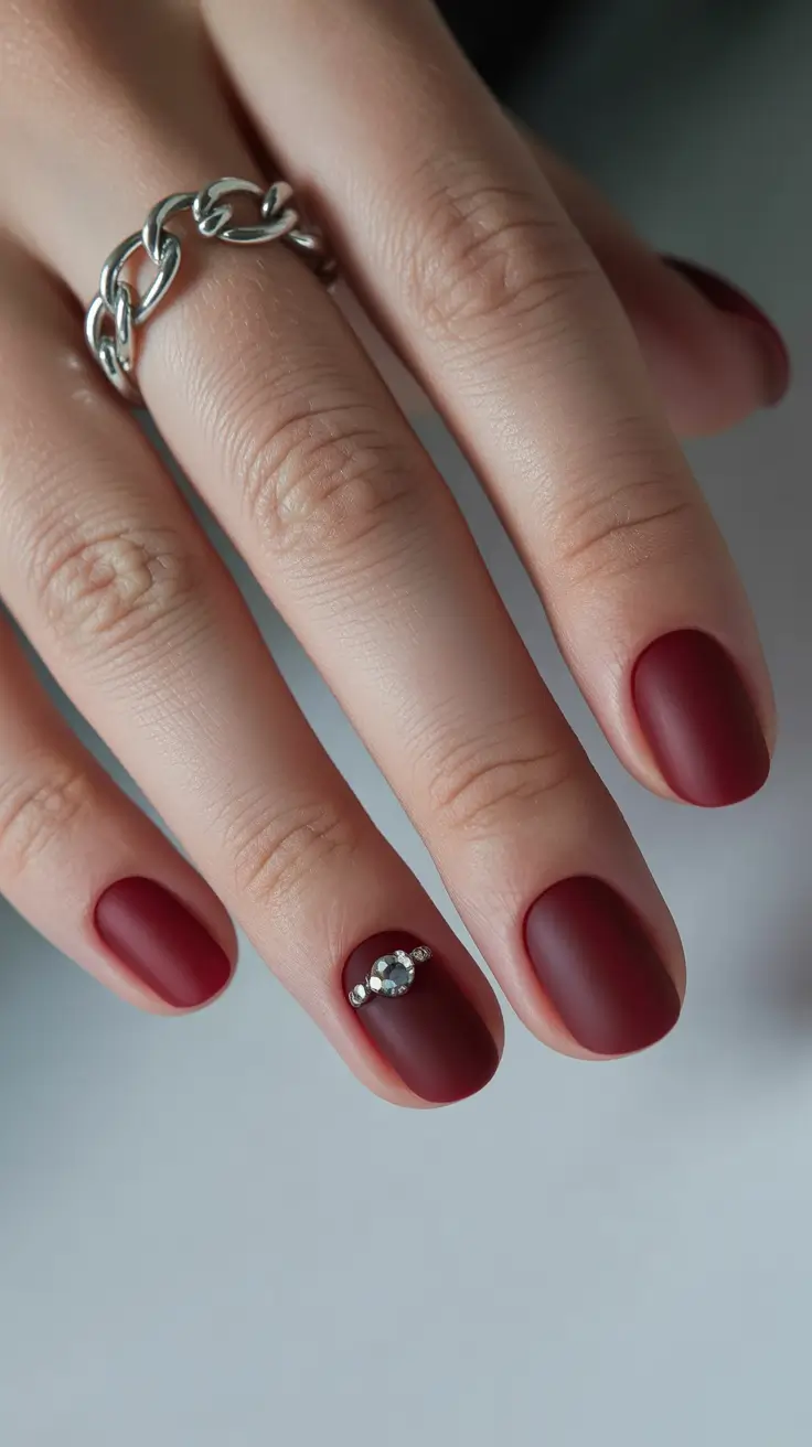 dark nail colors winter burgundy Matte Garnet Grace