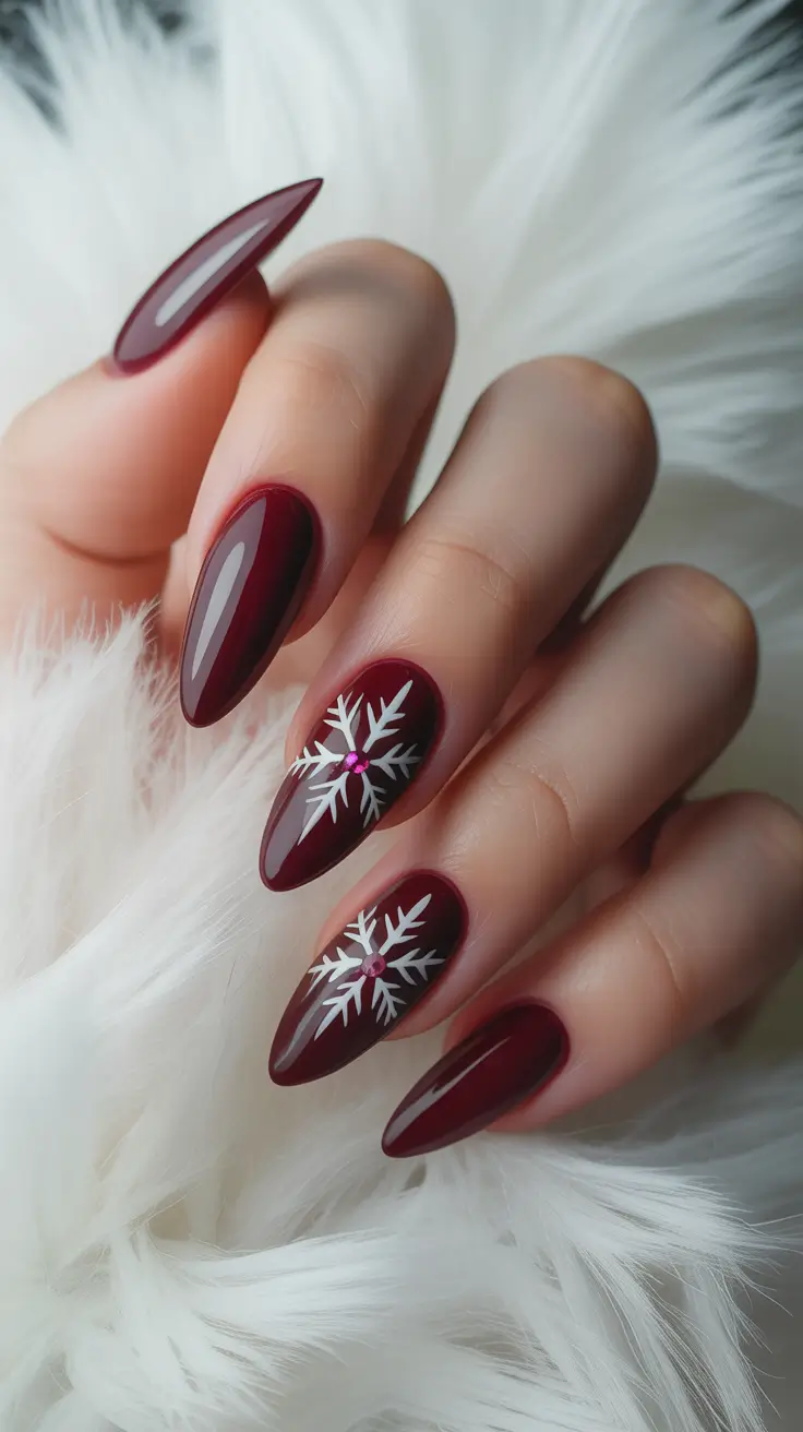 winter nail colors burgundy Frosted Ruby Bloom