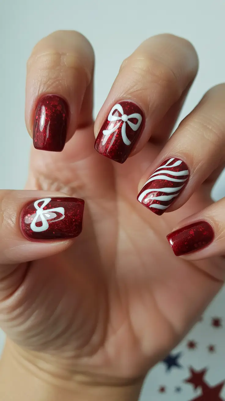 burgundy nail colors for winter Holiday Candy Twist