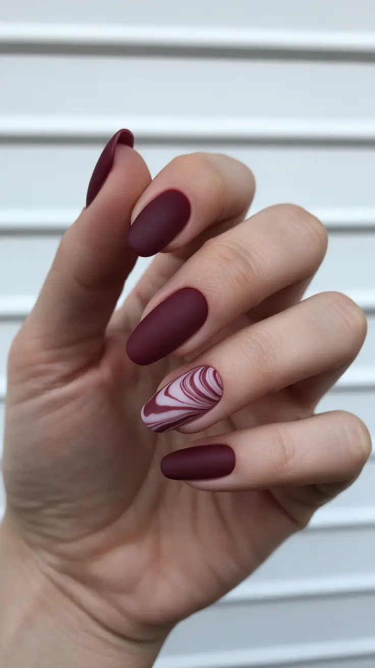 winter nail colors burgundy Velvet Swirl