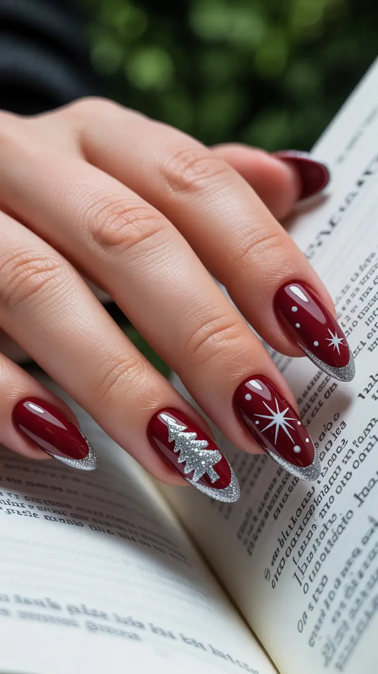 burgundy nail colors for winter Starry Pine
