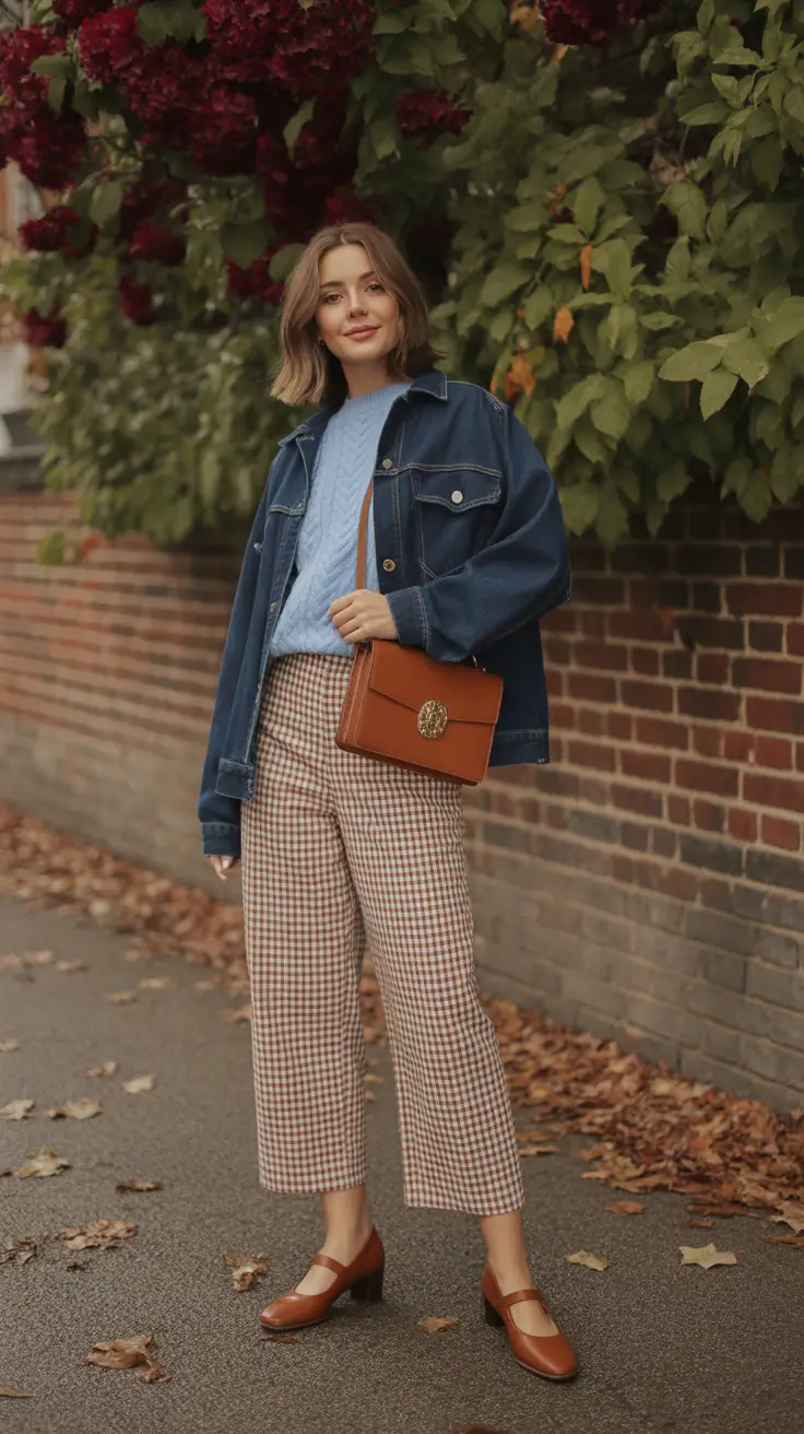 capsule wardrobe outfits autumn Retro Blue & Checkered Autumn