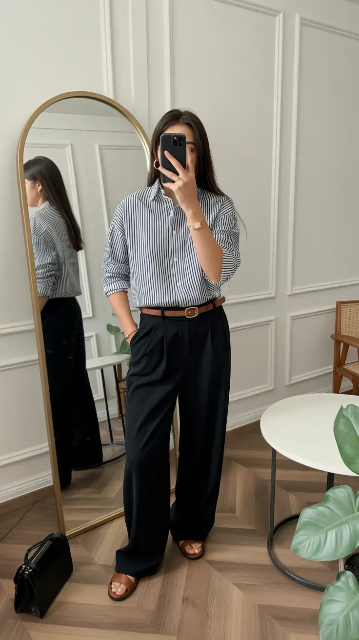 capsule wardrobe outfits minimalist Striped Modern Uniform