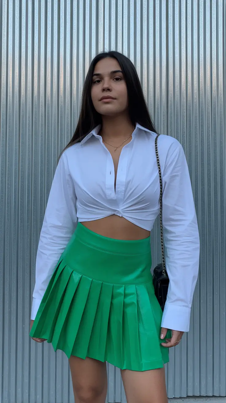 capsule-wardrobe-outfits-for-work-2026-emerald-pleated-skirt
