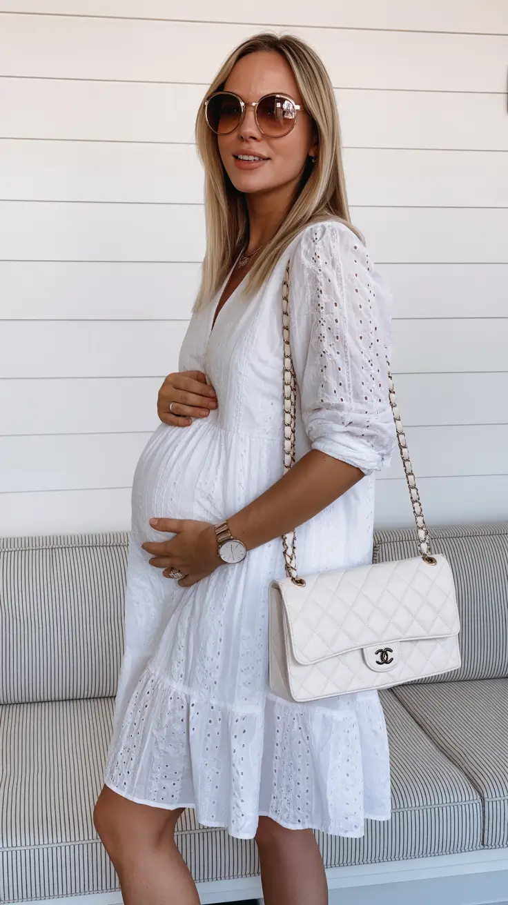 pregnancy outfits for summer White Eyelet Romance