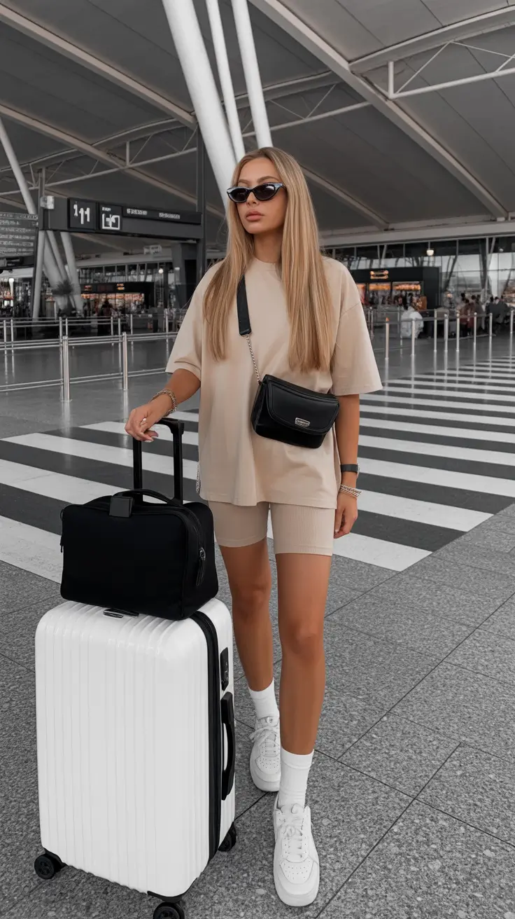 Comfortable Travel Outfits 2026 Sporty Monochrome Minimalism