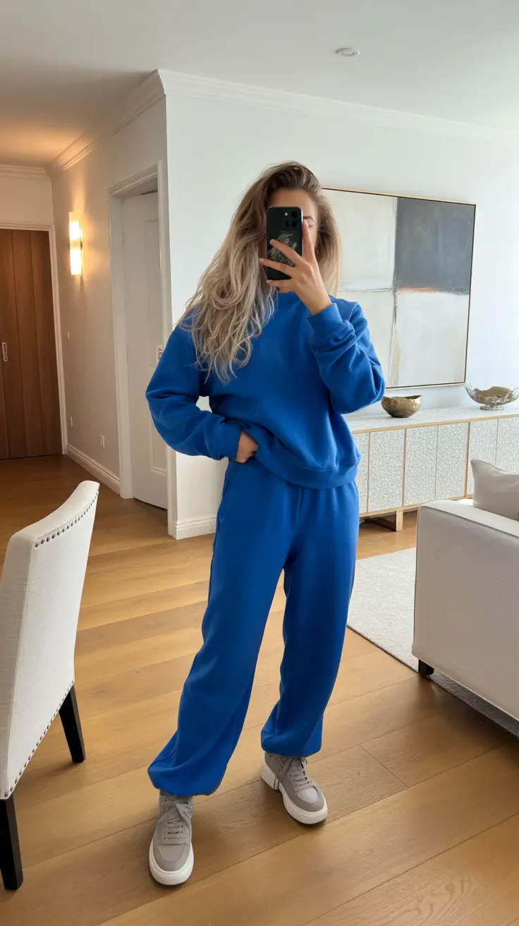 december outfits cozy Electric Blue Lounge Set