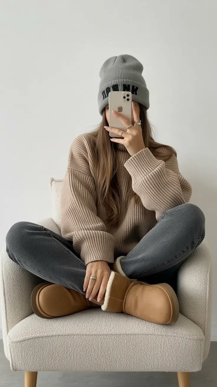 december outfits cozy Neutral Layers and Indoor Calm