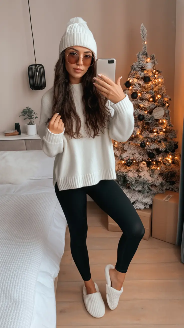 december outfits cozy White Minimalism with a Holiday Glow