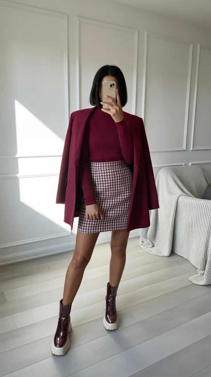 Cute Casual Outfits 2026 Monochrome Burgundy Elegance