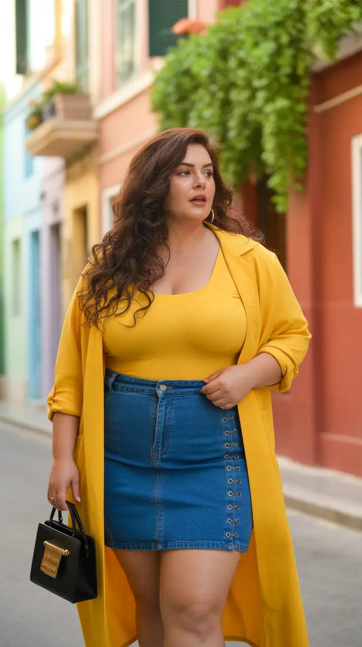 plus size outfits 2026 Sunny Denim Boldness