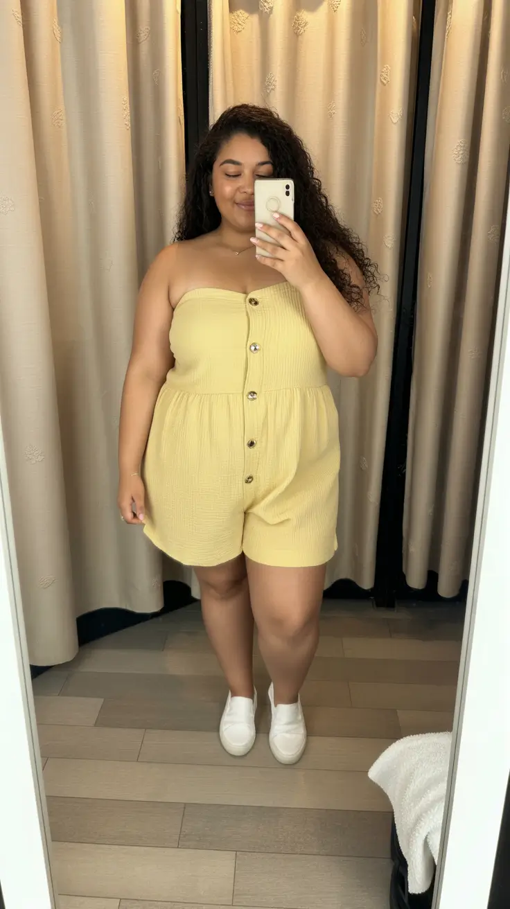 plus size outfits 2026 Yellow Romper Glow