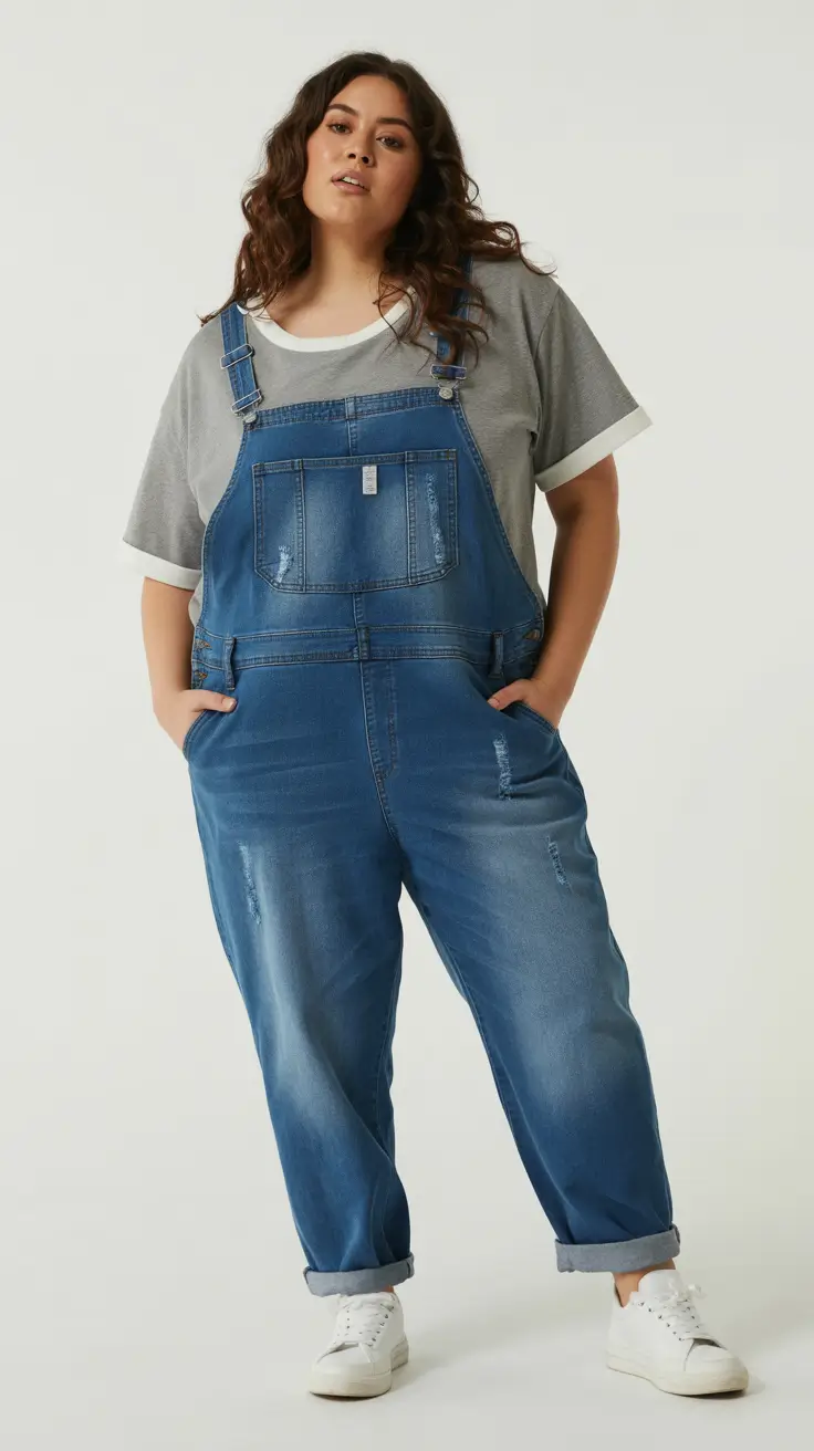 plus size outfits 2026 Weekend Denim Overalls