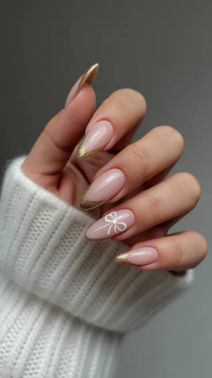 December 2025 Nail Colors Ideas Golden Gift Wrap