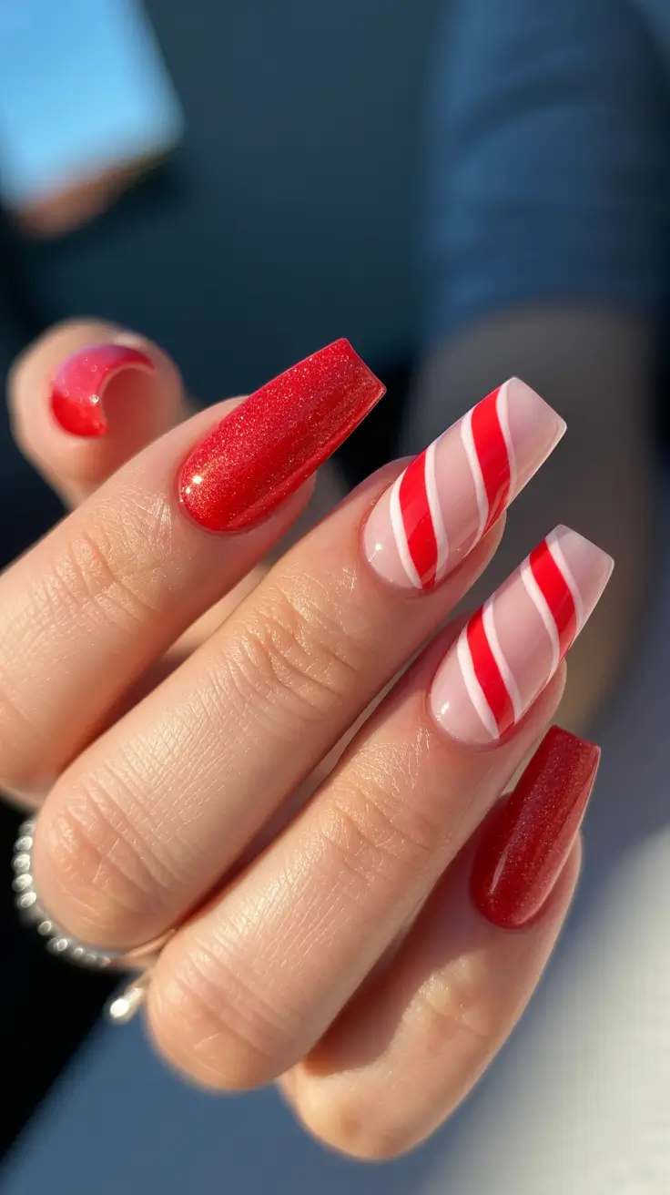 December 2025 Nail Colors Ideas Red Sparkle Candy