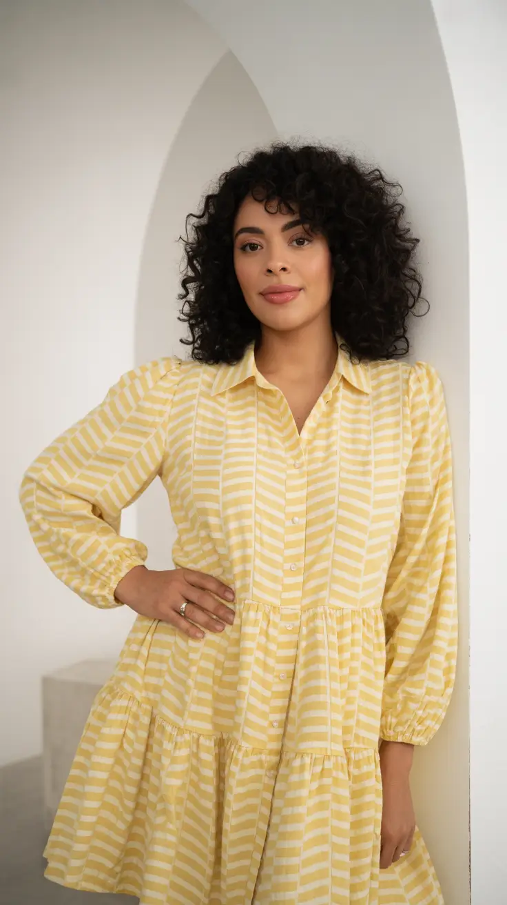 Elegant classy outfits 2026 Striped Sunshine Charm