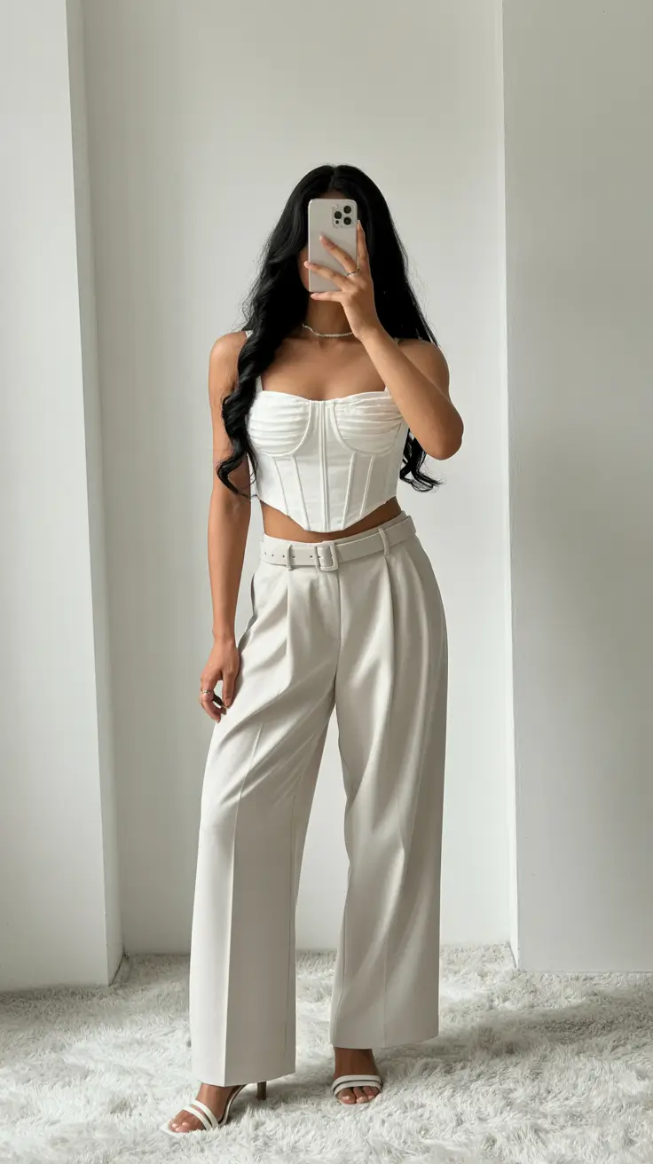 Elegant classy outfits 2026 White Corset Confidence
