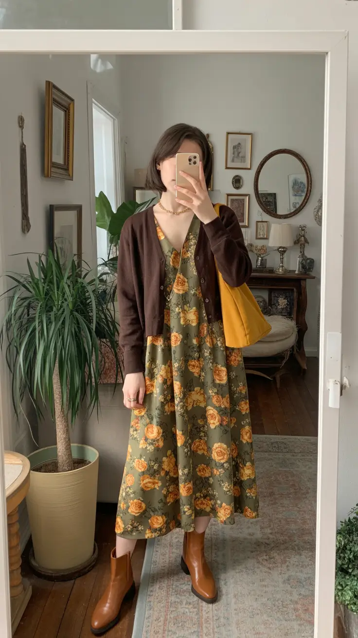 Elegant classy outfits 2026 Vintage Floral Warmth