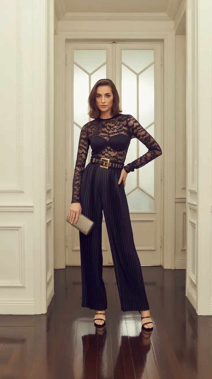 Elegant classy outfits 2026 Midnight Lace Elegance