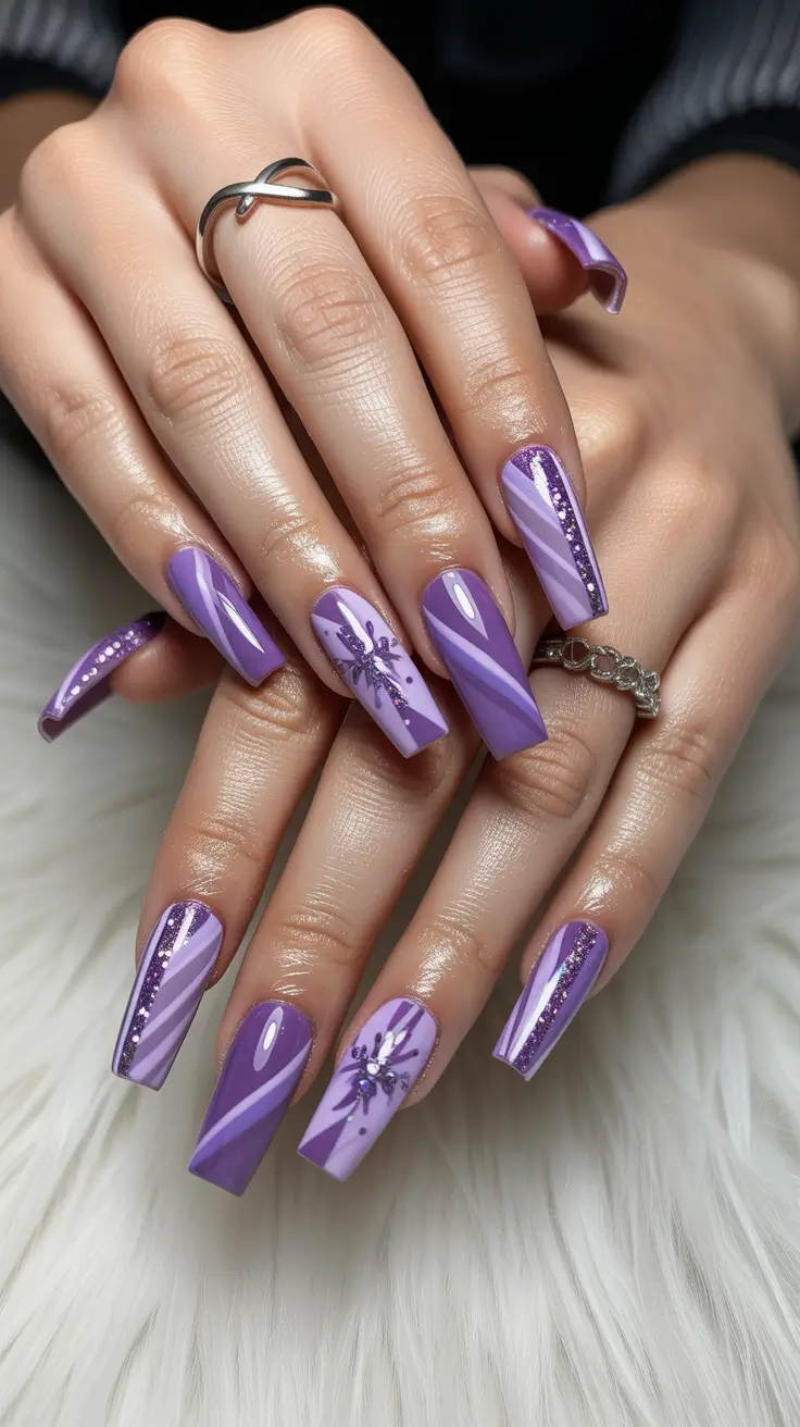 biab nail design December Lavender Snowfall