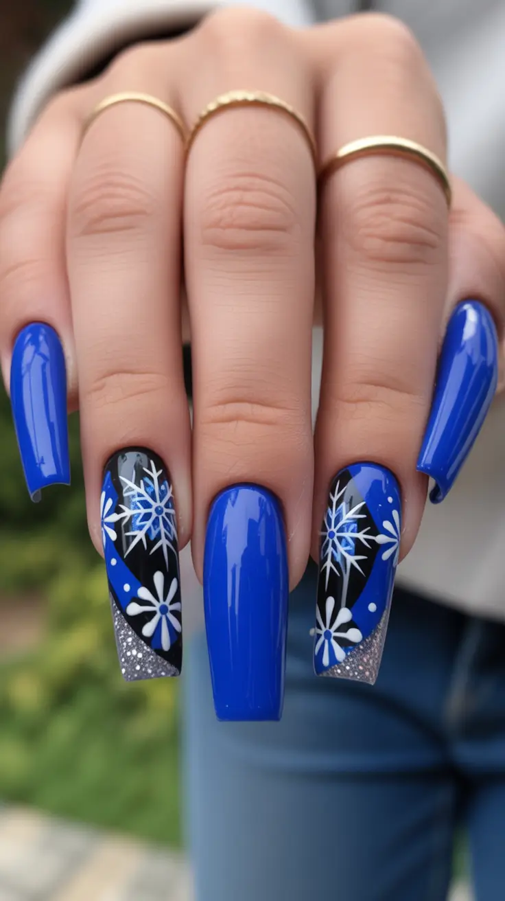 nail art design for December Electric Winter Blue
