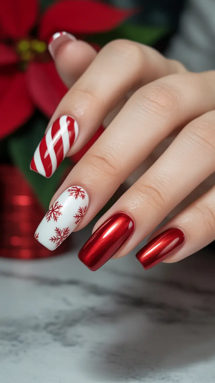 nail design December 2025 Candy Cane Charm