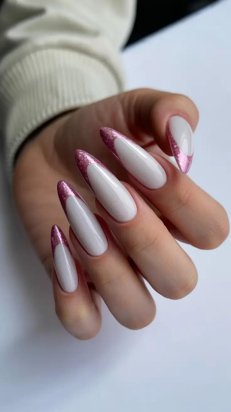 nail design ideas for December Feminine Frost French