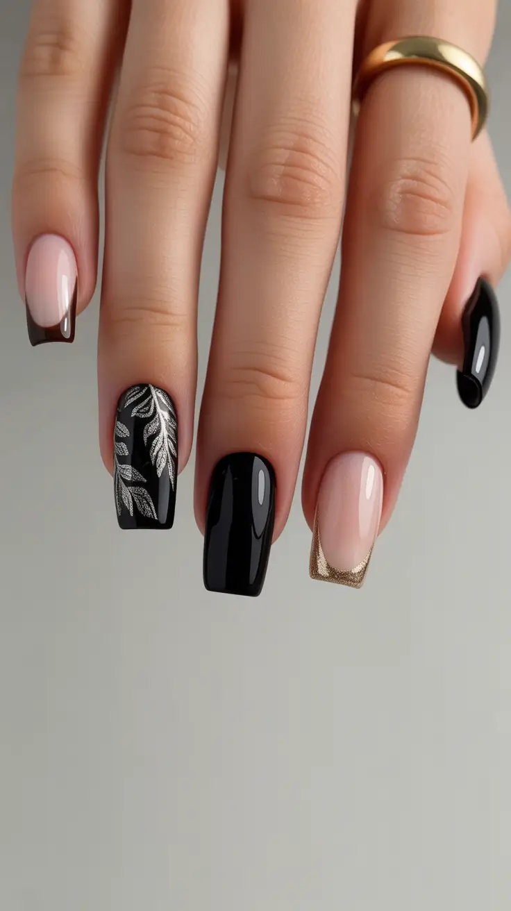 nail design for december Midnight Elegance