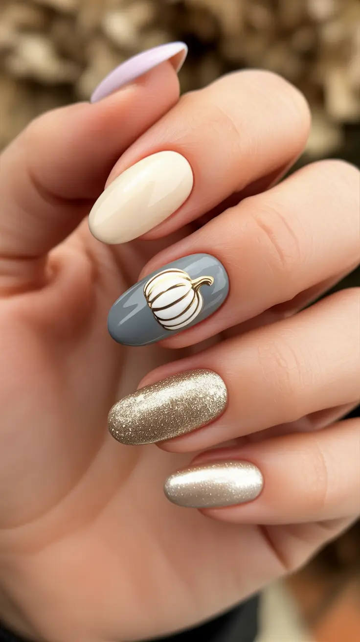 nail art design for December Frosted Pumpkin Charm