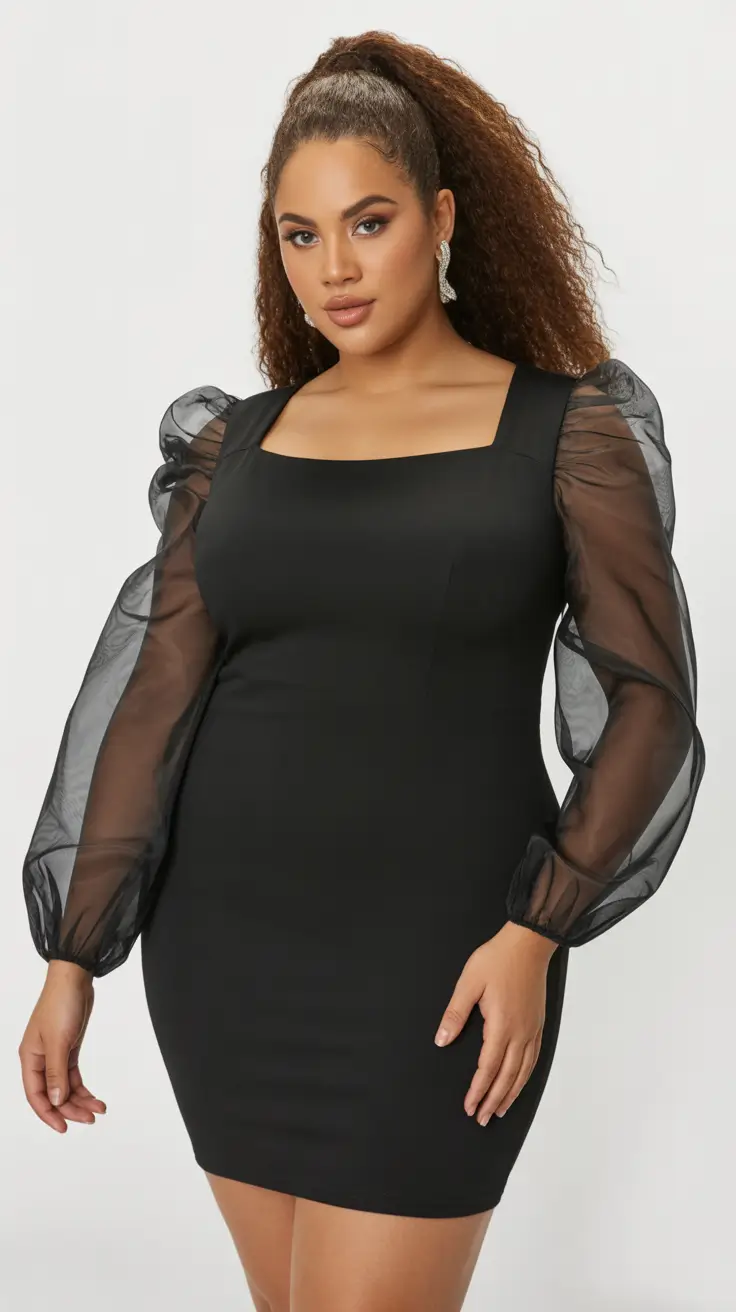 fashion curvy outfits for women 2026 timeless elegance sheer statement sleeves