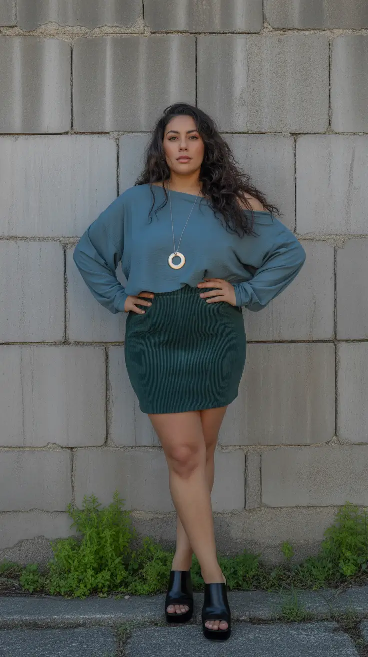 fashion curvy outfits for women 2026 soft autumn earthy textures city cool