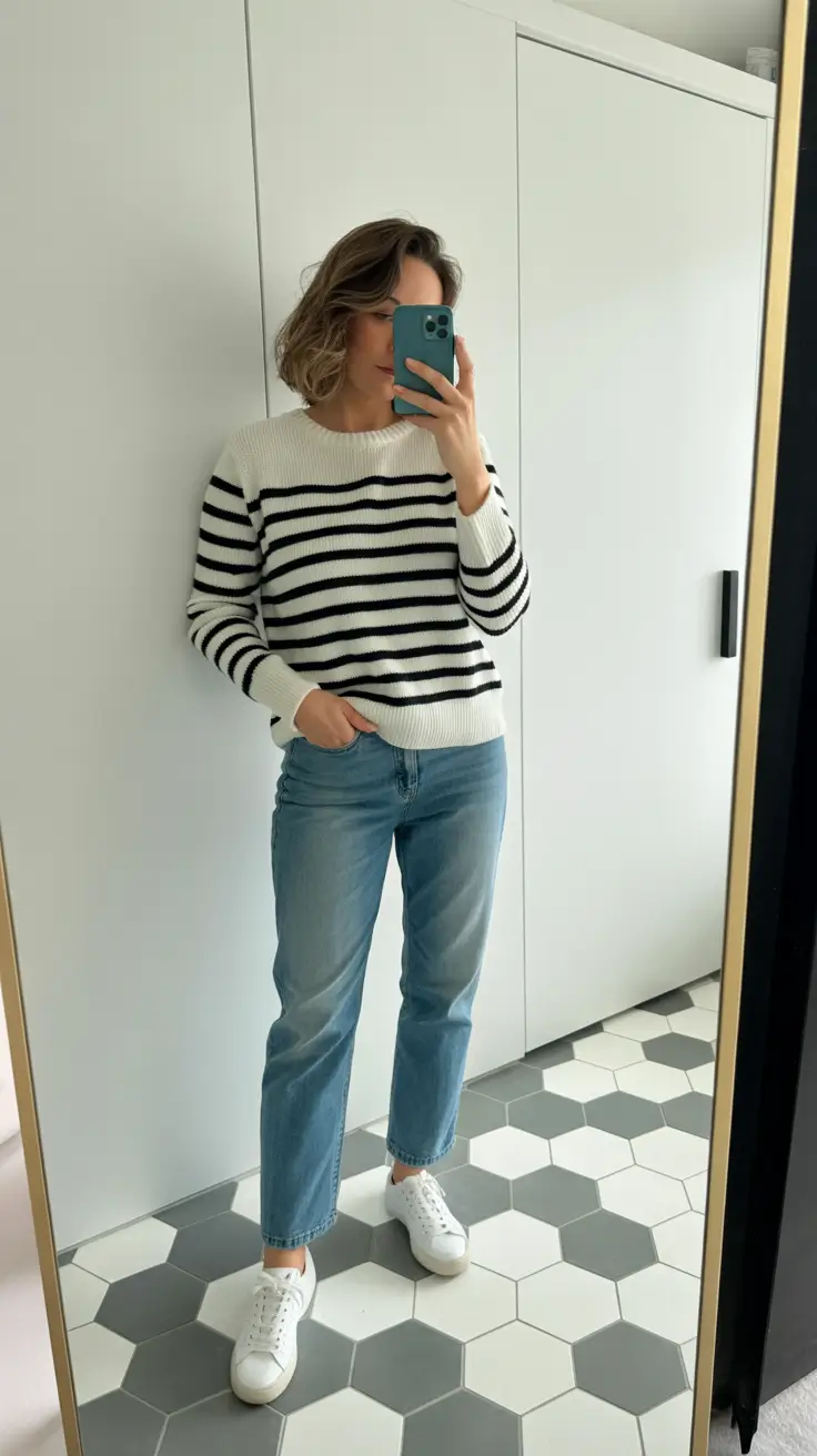 business casual outfits women Parisian Stripes Everyday Ease