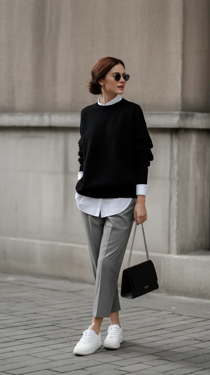business casual outfits women Monochrome Sophistication
