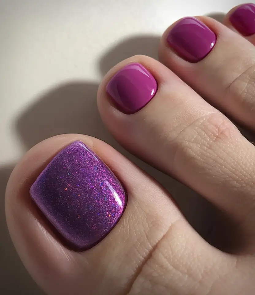 Berry Frost Winter Toe Nails 2025
