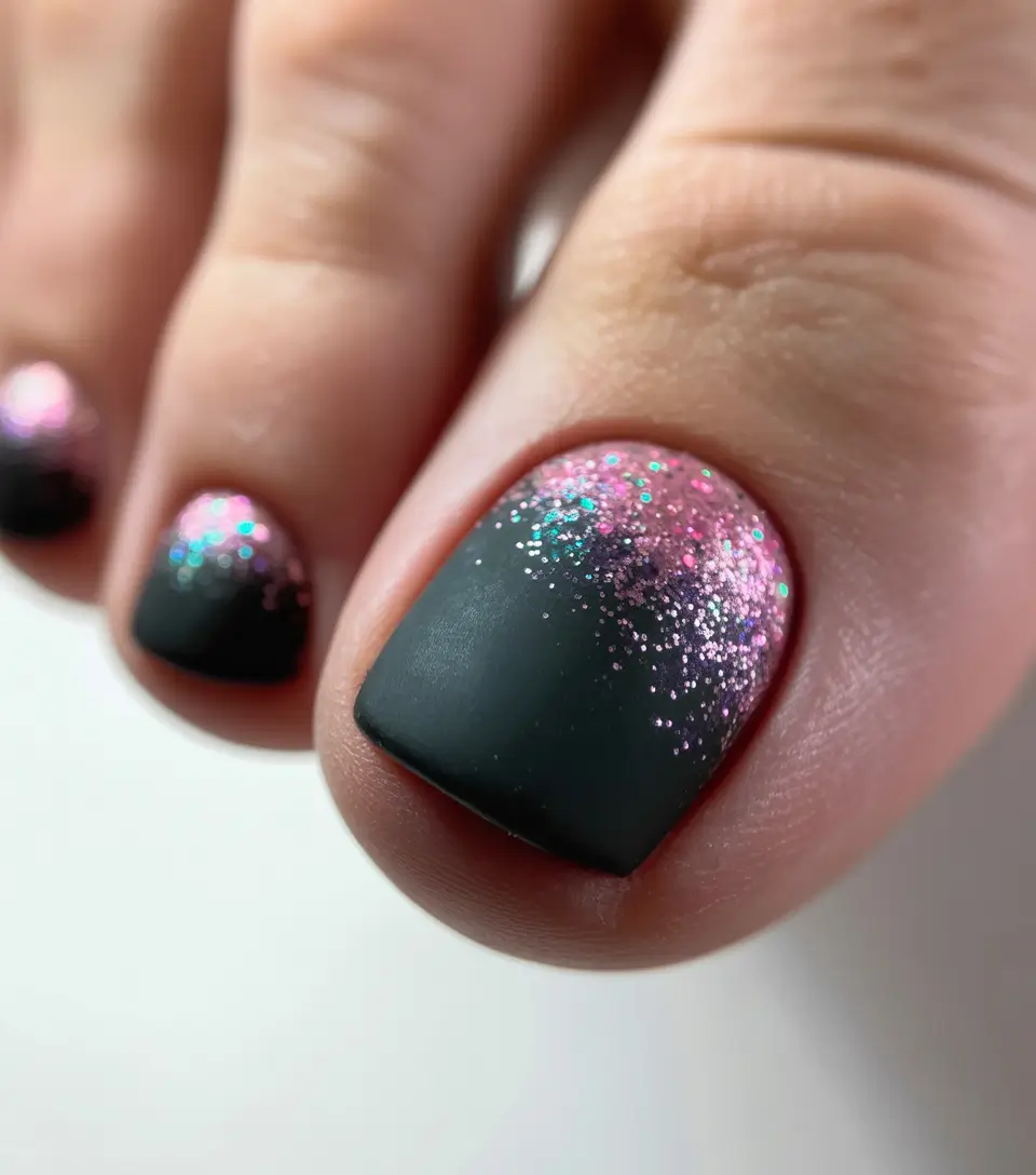 Pink Frost Fade Winter Toe Nails 2025